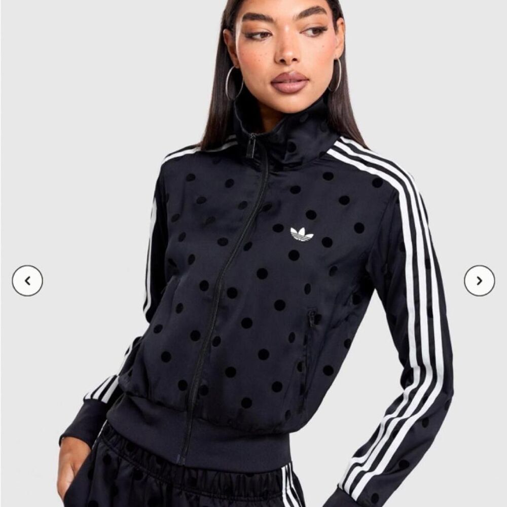 FLASH SALE ⚡ SIZE XS, SM, MD! NWT✨ adidas Women's Polka Dot Satin Black JACKET
